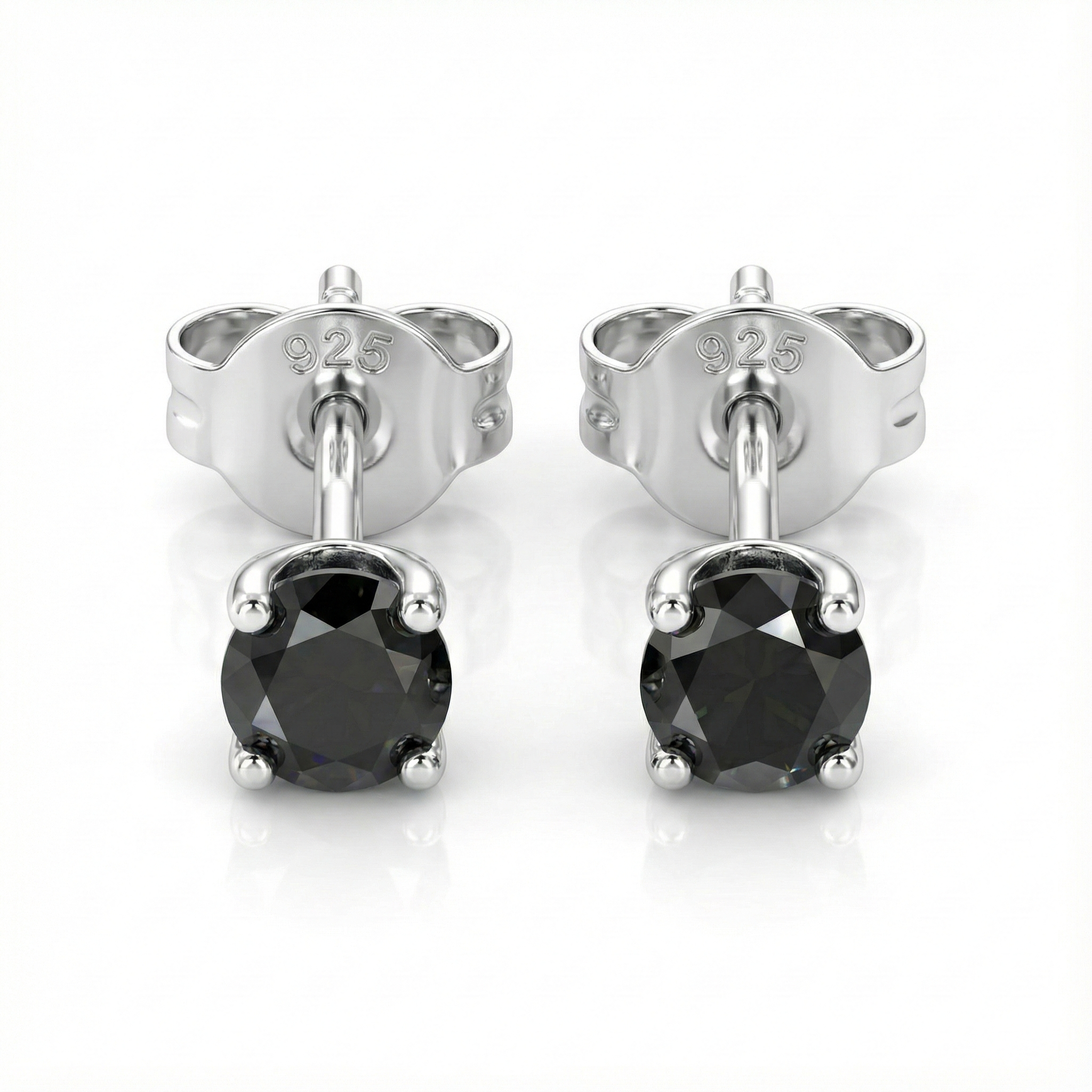 Détail zircon noir 3 mm sur monture argent 925